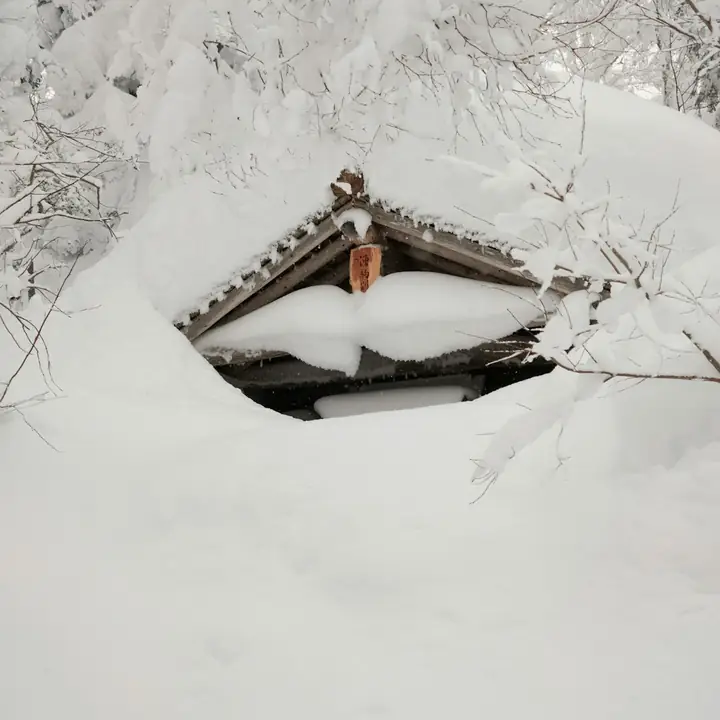 A snow-covered home in Takayama, Japan